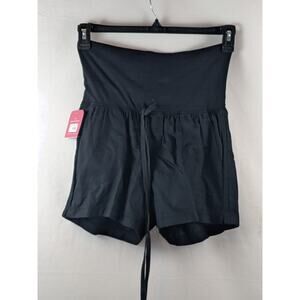 Ingrid & Isabel Twill Maternity Pull On Shorts Black XS Pockets Drawstring Comfy